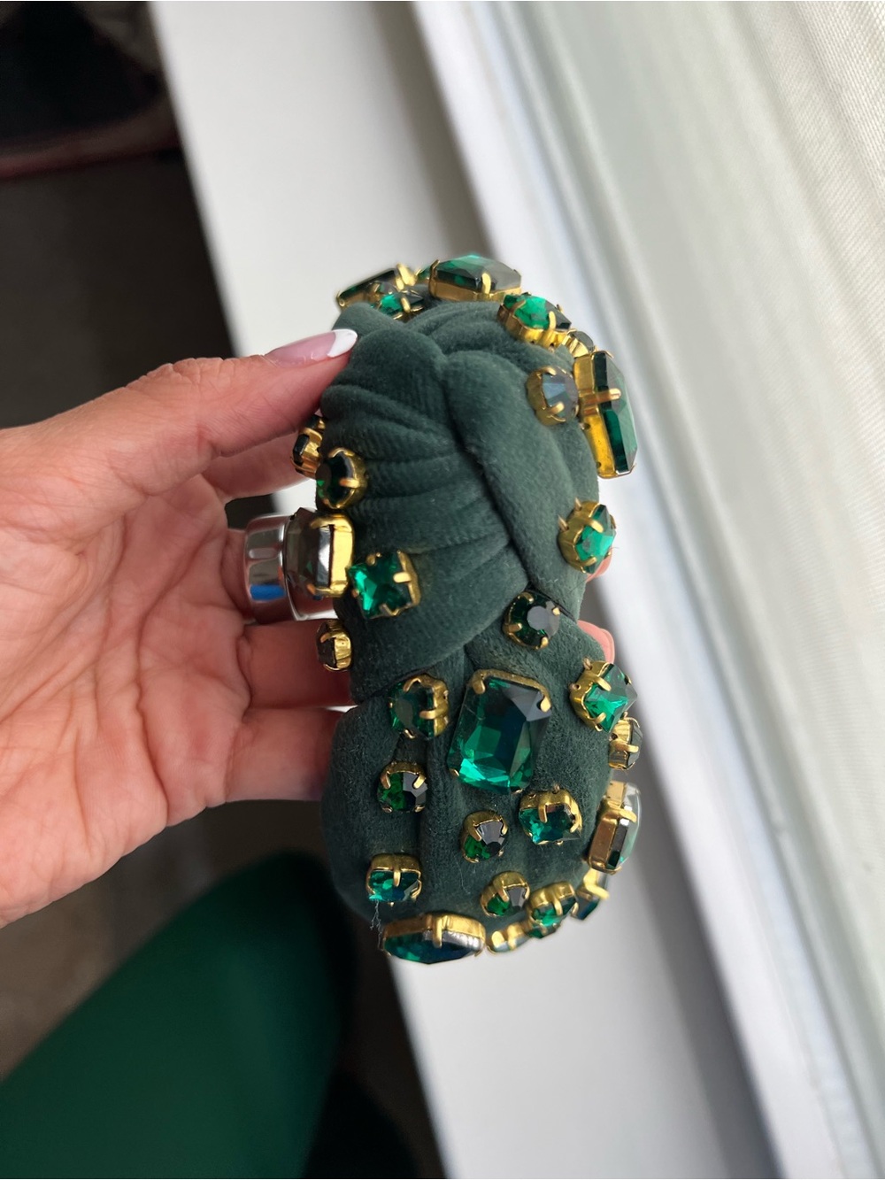 Lele Sadoughi emerald crystal headband